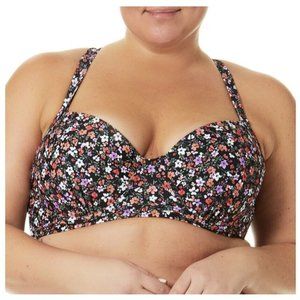 time and tru floral bustier bikini top molded cups underwire Size medium (8-10)